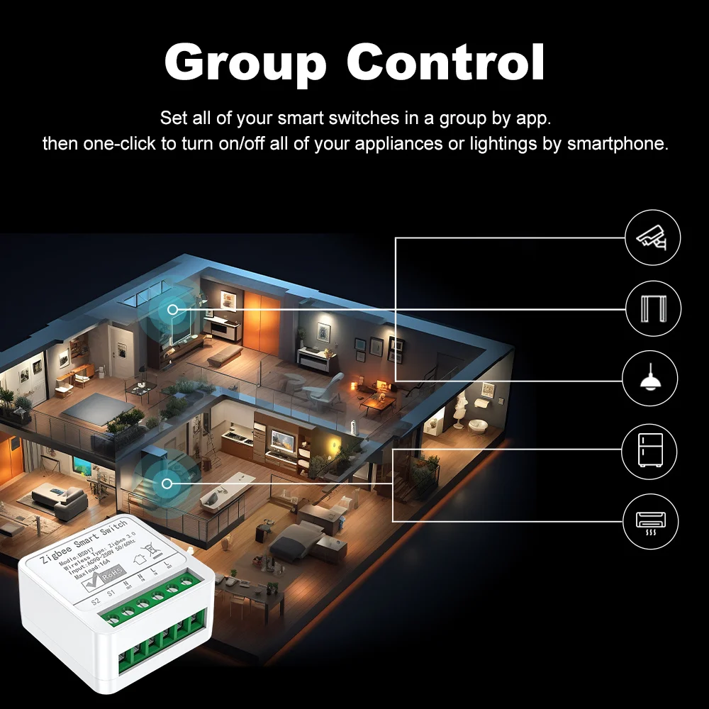 Tuya 16A Zigbee Mini DIY Smart Switch Module Relay support 2-way Control Timer smart life Works With Alexa Google Home Alice