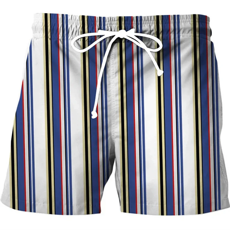 Vertical Stripes Short Pants For Men 3d Printed Graffiti Paint Hawaii Vacation Shorts Fashion Trend Loose Casual Beach Short