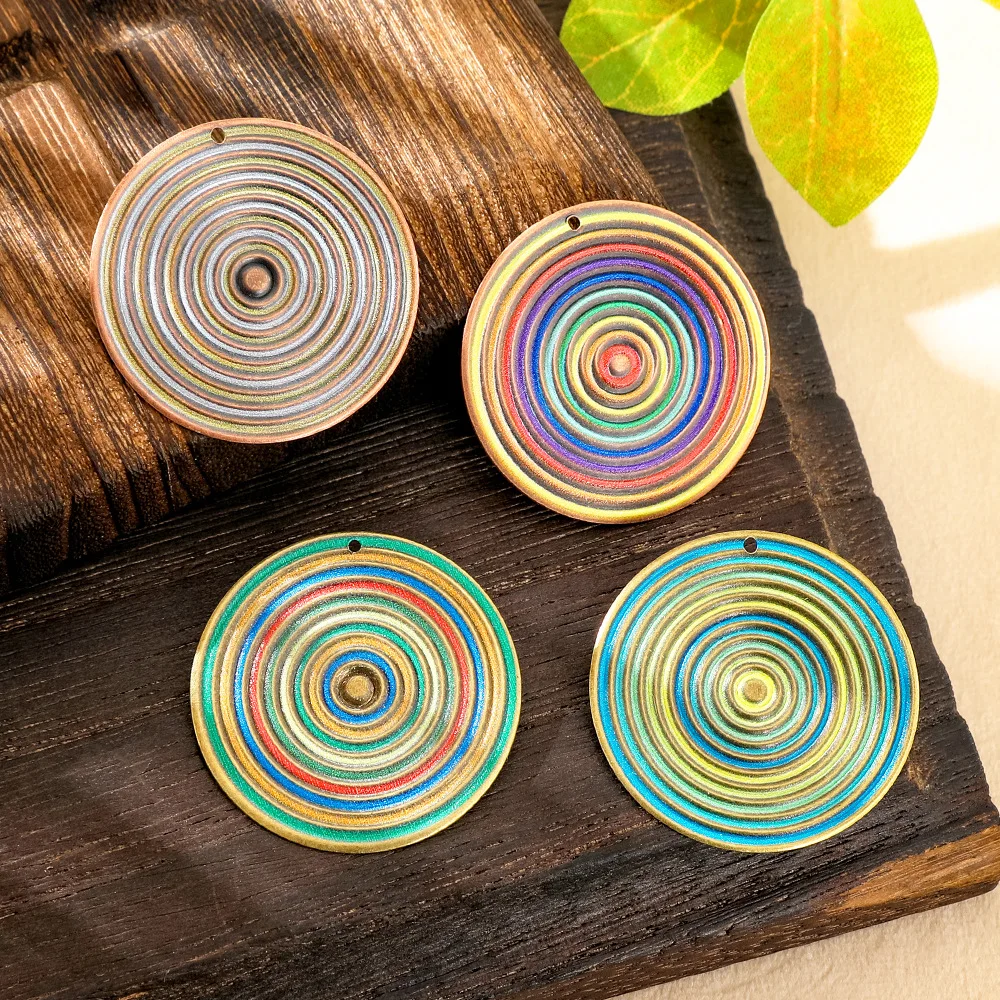 New Arrival Vintage Bohemia Colorful Spiral Disc Pendants for Women Earrings Necklaces Charms for DIY Making Jewelry Accessories