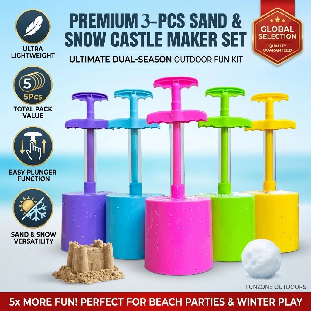 

3Pcs Kids Beach Toys Set Sand Castle Molds Snowball Maker Tools For Outdoor Summer Beach Party And Winter Snow Play Fun Kit