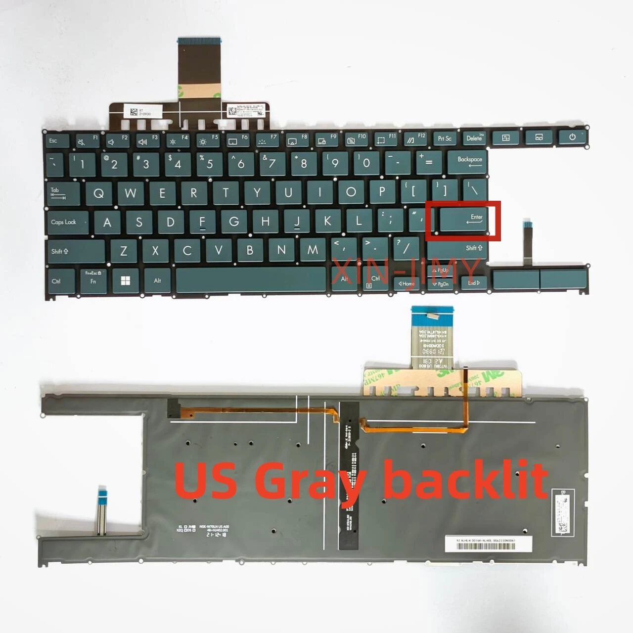 

Серая клавиатура для ноутбука с подсветкой и американской/латиновой раскладкой для ASUS UX482 UX482EA UX482EAR UX482EGR