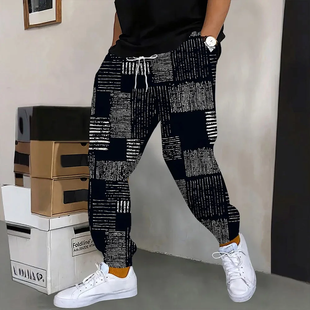 

Winter Thick Warm Pants Fashion Brave Tiger Print Men's Sweatpants Men's Loose Casual Pocket Pull Rope Sweatpants
