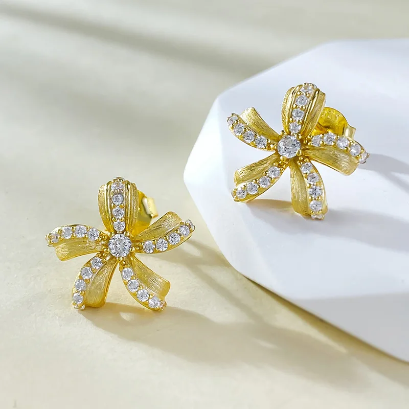 

2024 New 925 Silver Plated Flower Earrings and Earrings, Daily Retro Fashion, Antique Style Earrings