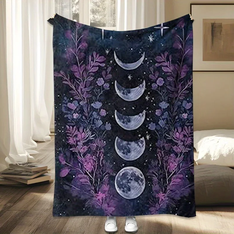 

Dark Moon Phases Throw Blanket Celestial Witch Gothic Style Soft Lightweight Fleece Perfect Adult Gift for Women Cozy Home Decor
