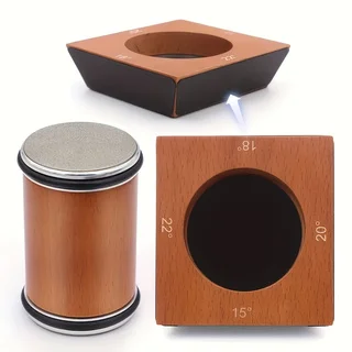 4-Gear Fixed Angle Kitchen Knife Sharpener, 15/18/20/22° Precise Sharpening, Magnetic Solid Wood Base, Universal for Most Knives