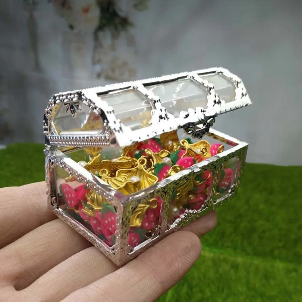 

12Pcs Wedding Candy Box Transparent Large Silver Creative Party Favor Box Treasure Packaging for Gifts Chocolate
