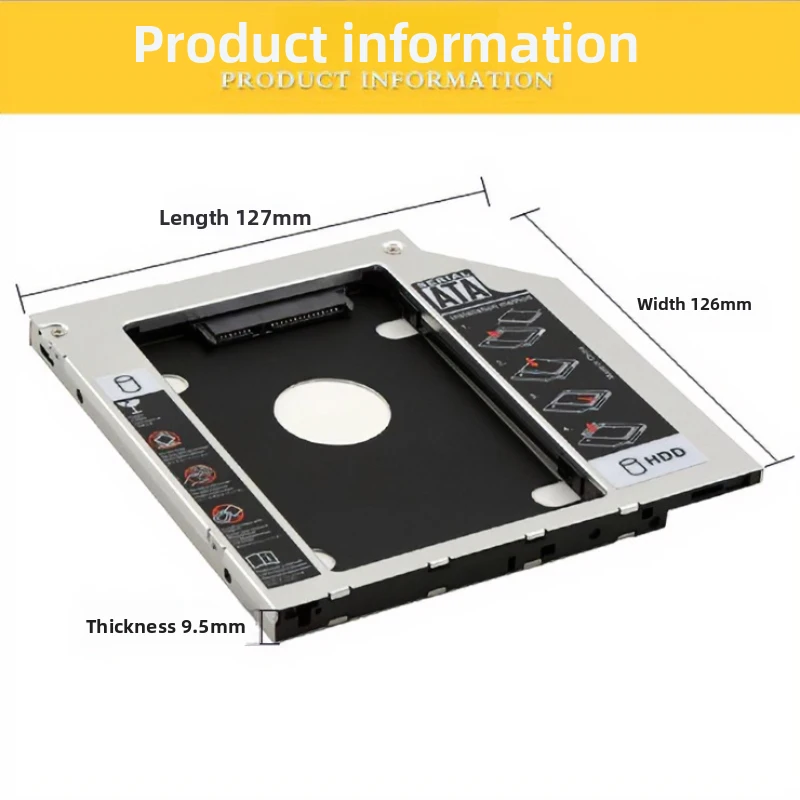 9.5mm SATA Notebook Optical Drive Position Hard Drive Bracket Mechanical Solid-State Drive Mount for Laptop Storage Upgrade