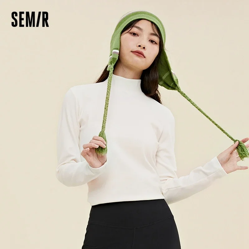 

Semir Undercoat Sweater Women Solid Color Autumn And Winter Half High Collar Gentle Korean Style With Long Sleeve Sweater