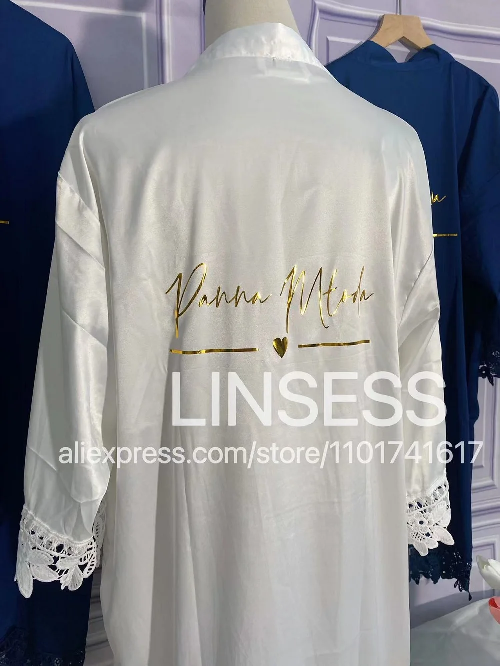 Batas de encaje para dama de honor, bata de Novia para fiesta de boda, Kimono para mujer, batas de baño color champán, vestido de Novia 2022