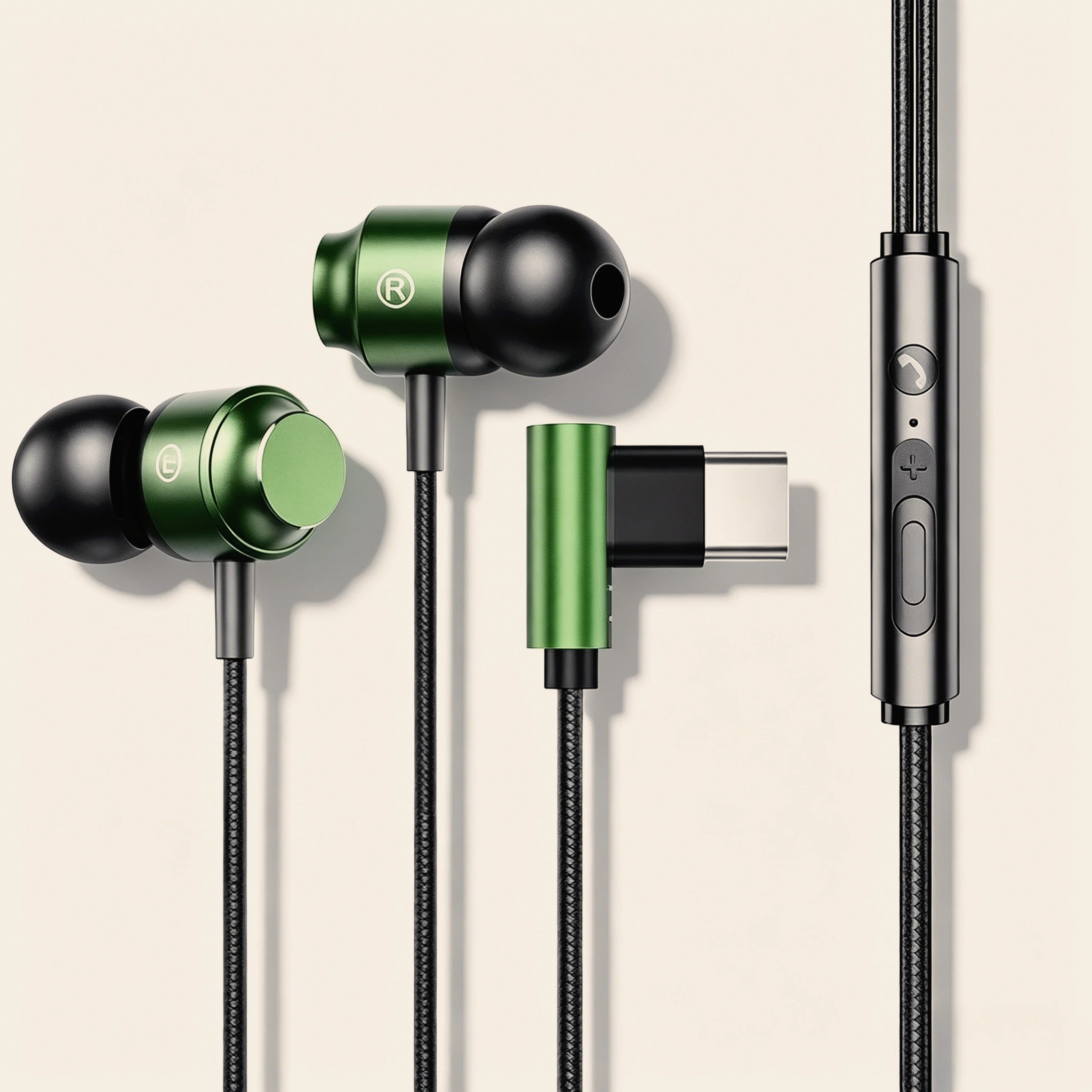Fone de ouvido intra-auricular com fio, som surround hifi com microfone, tipo c de 3.5mm, fones de ouvido para música, áudio portátil