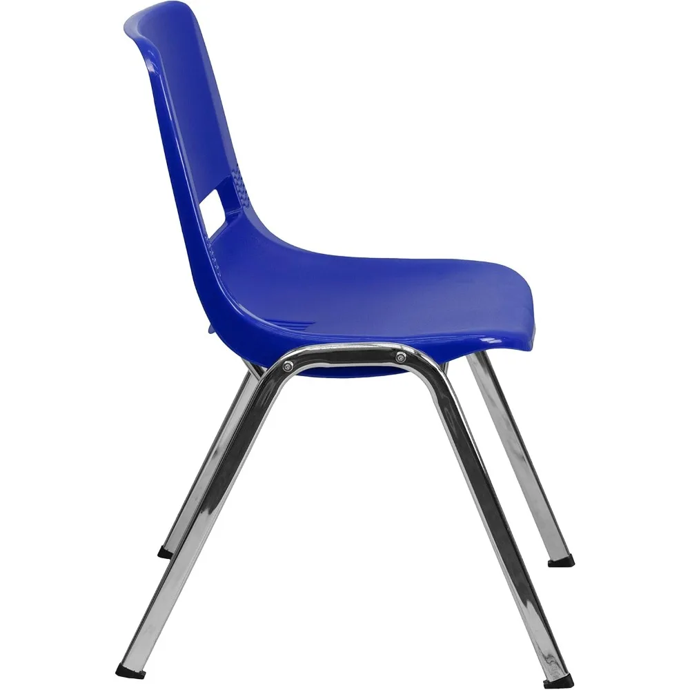 كرسي EMMA + OLIVER باللون الكحلي المريح مع إطار من الكروم ومقعد على ارتفاع 18 بوصة