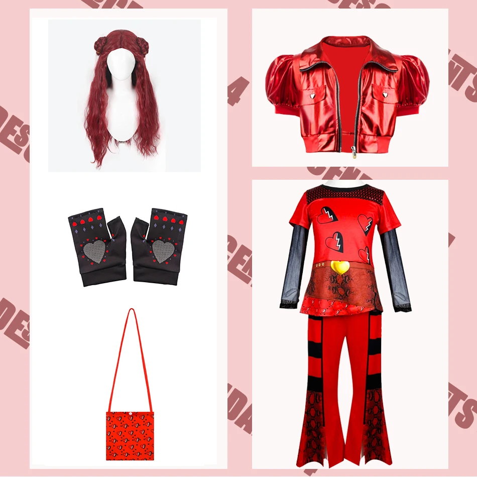 Descendants 4 Little Red Cosplay Suit Girls Personalized Outfit Suit Children Spring Clothing Halloween Stage Role Play Clothes