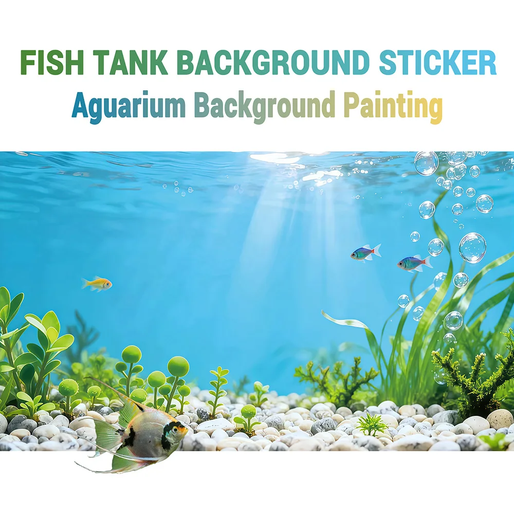 Aquarium Background, Background For Fish Tank , Fish Scene, Aquarium decor, Front Self-Adhesive 2D Flat Sticker
