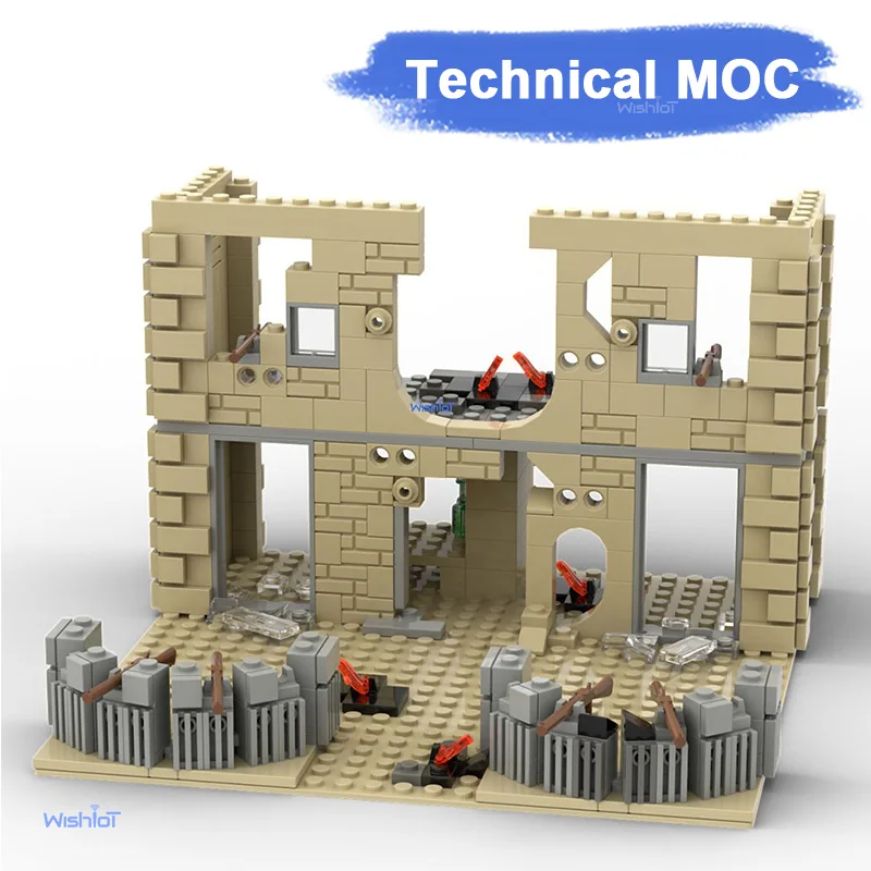 

Конструктор «Замок-крепость» времен Второй мировой войны, набор строительных блоков MOC, развивающая игрушка для мальчиков, подарок для детей