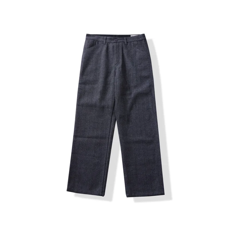 Retro Business Men's Herringbone Trousers Thickened Multi-Pocket Working Casual Pants