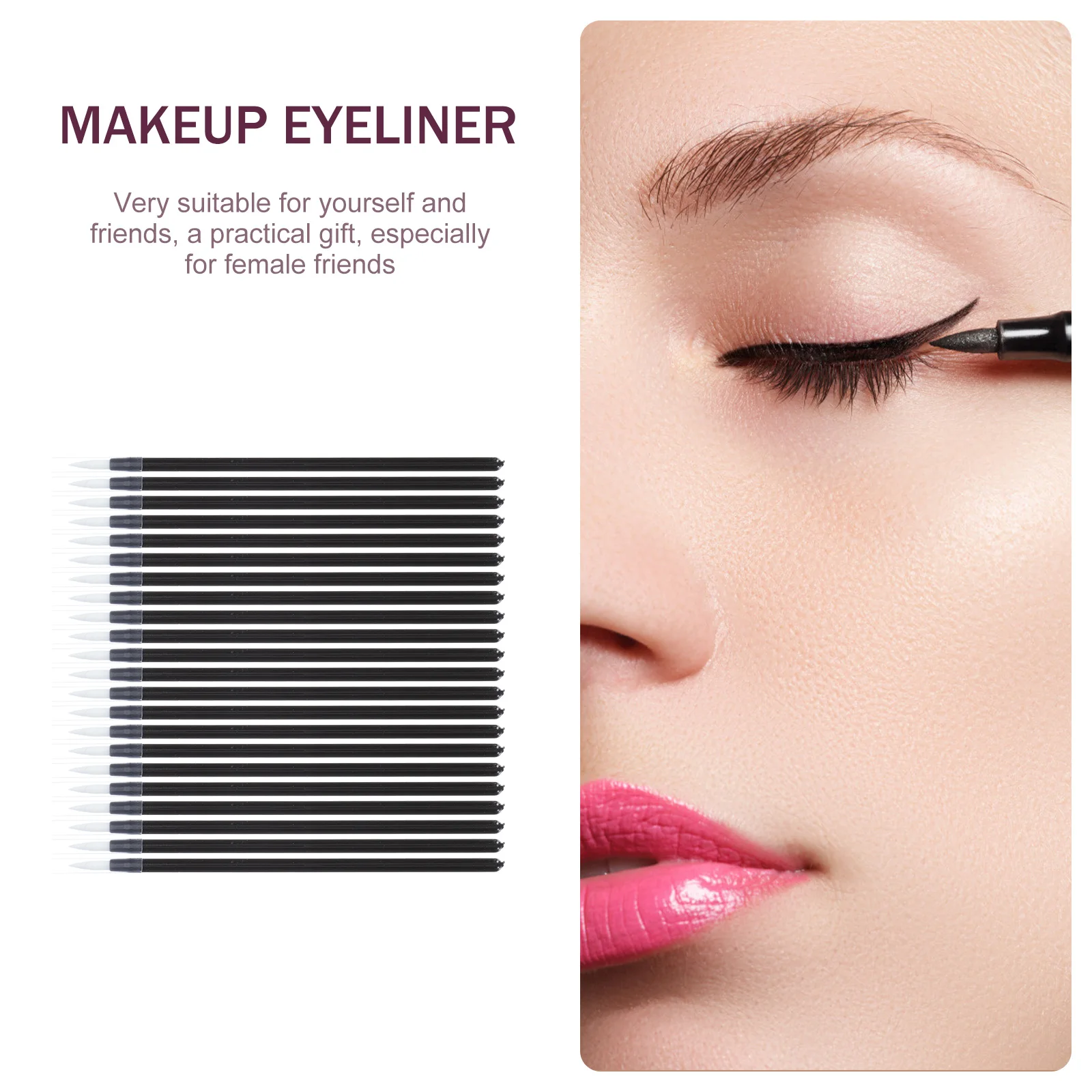 

50Pcs Eyeliner Brush Applicator Durable Practical Girls Eye Makeup Brush Woman Beauty Tool Lightweight Material Small