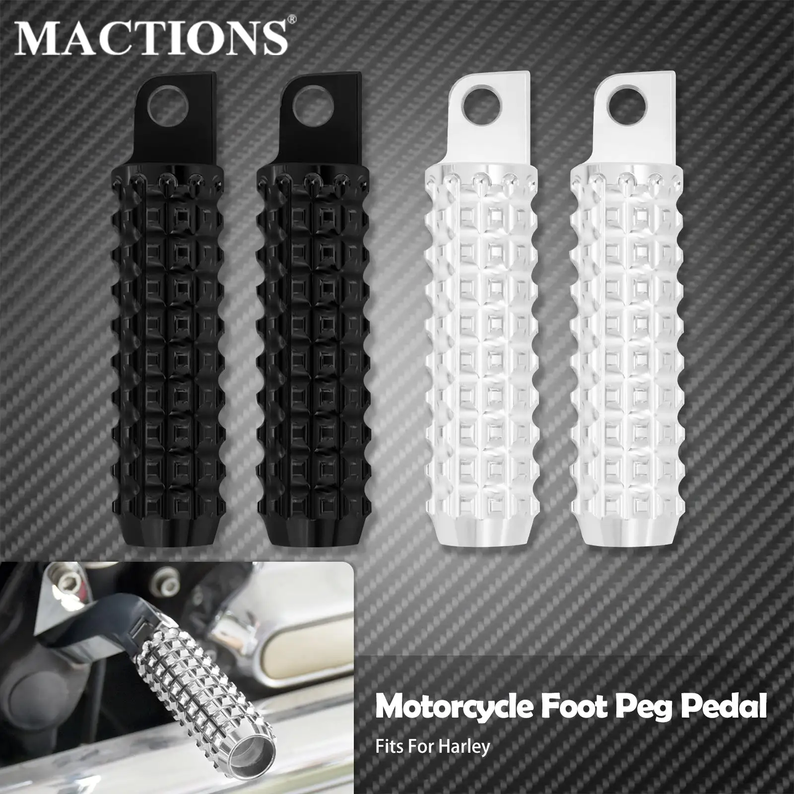 

2xMotorcycle Foot Pegs Footrests Footpegs Black/Chrome Pedal For Harley Touring Electra Glide Fatboy Lo FLSTFB Dyna Sportster XL