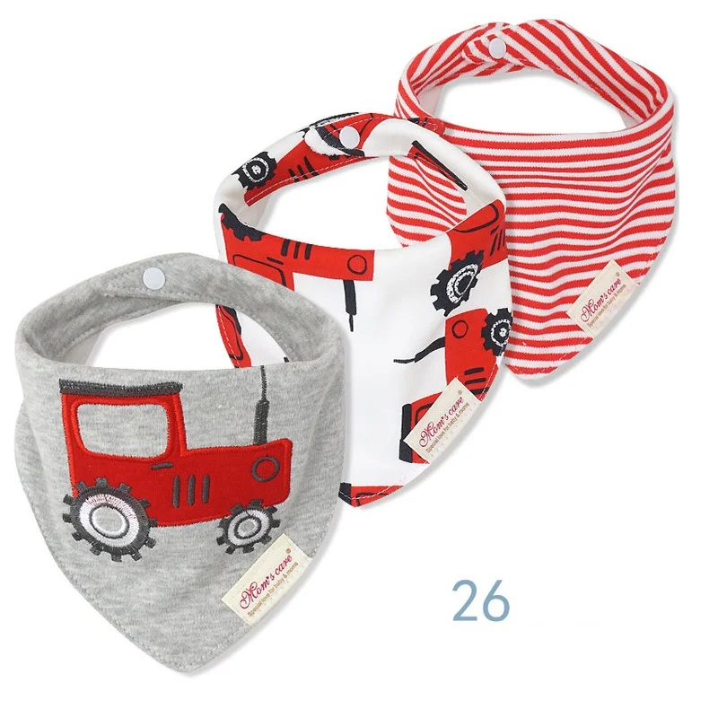 3pcs Per Lot Baby Bibs Bandana Set Cotton Multi-Style Triangle Cartoon Babadores Para Bebe Infant Boys Girls Saliva Towel KF025
