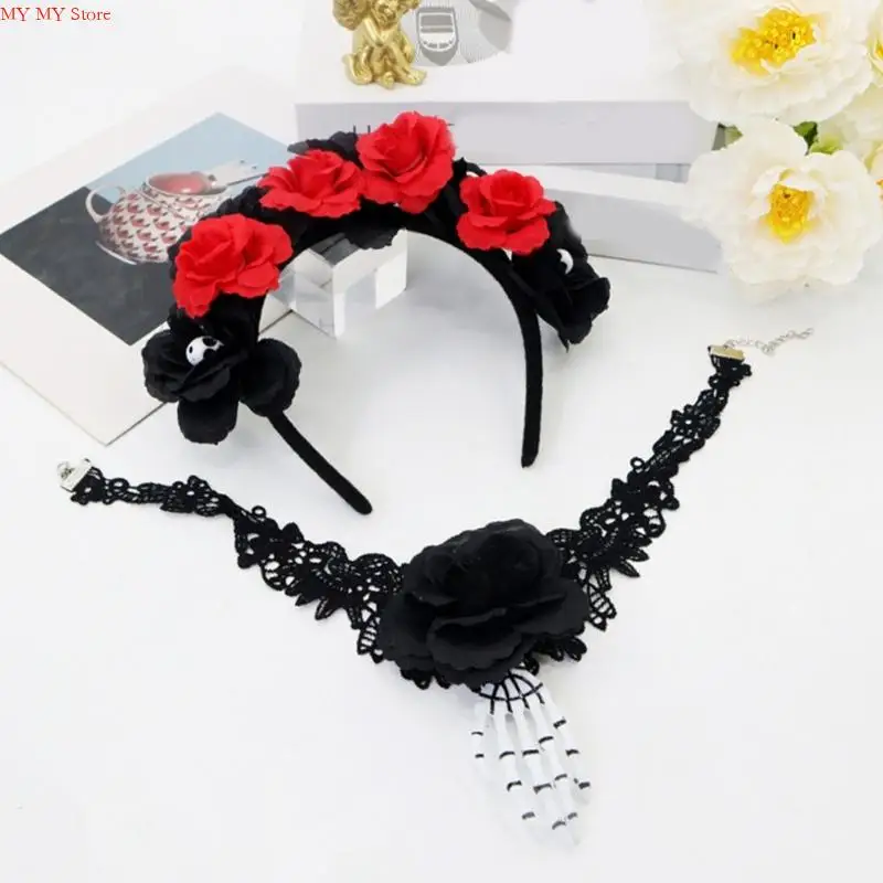 زي ديا لوس موورتو النسائي لعيد الهالوين يوم الموتى سينوريتا إكسسوارات أزياء الهالوين التنكرية