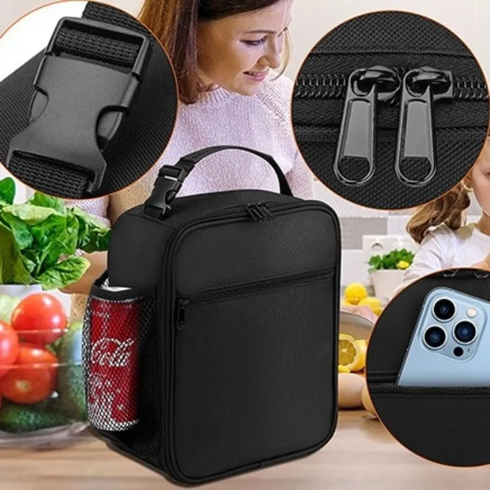 Oxford Cloth Thermal Lunch Bag Waterproof Leak-Proof Portable Cooler Tote Square Insulated Lunch Box Outdoor Activities