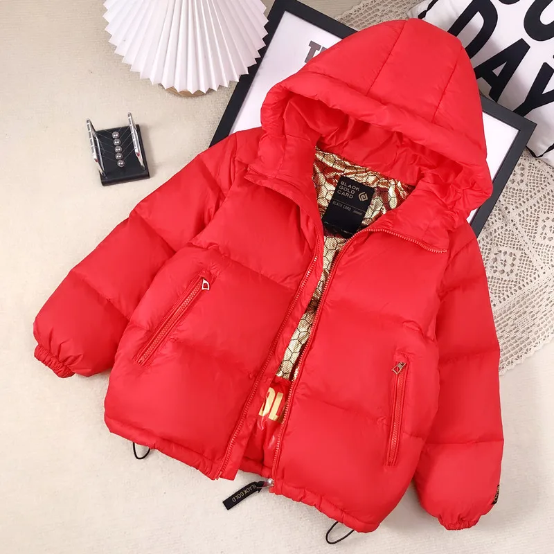 2024 Korea Winter Kid Down Coat Thickened Hooded Solid Pocket Warm Teenager Girl Jacket Child Girl Winter Children Down Jacket