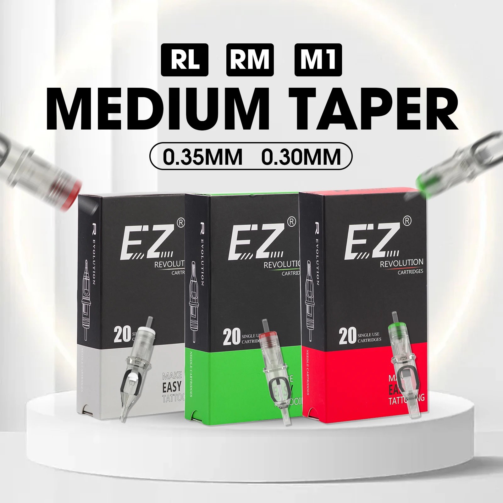 EZ Revolution Cartridge Tattoo Needles Medium Taper for Rotary Machine Grips 20PCS/Box