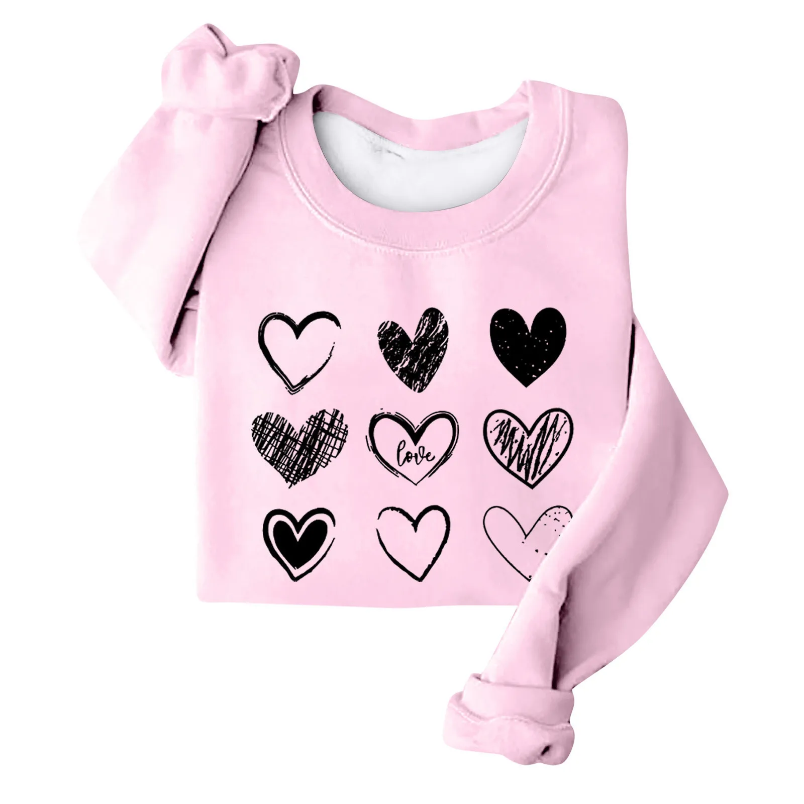 

Valentines Day Sweatshirt Cute Love Heart Shapes Shirt Kawaii Sweetheart Pullover Minimalist Preppy Lovers Tee Valentines Gifts