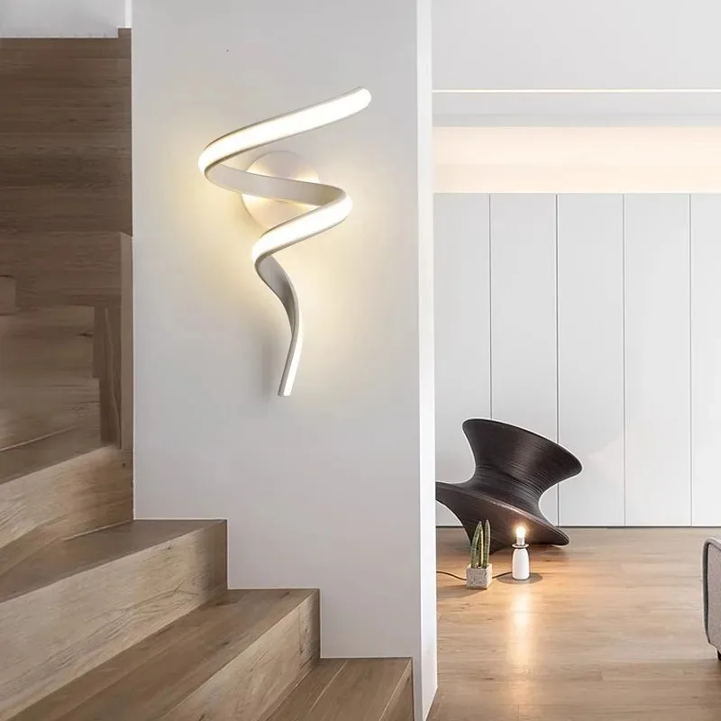 

Nordic Minimalist Spiral Wall Lamp Modern Minimalist Creative Living Room TV Background Wall Hallway Bedroom Bedside Lamp