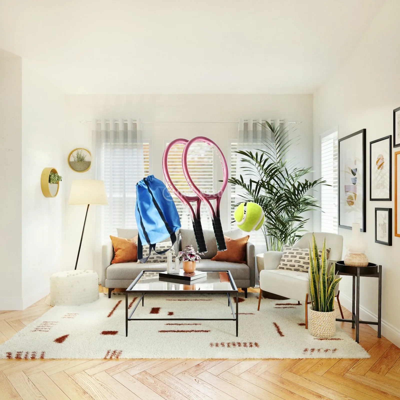 

Miniature Tennis Racket Set with Ball Sports Dollhouse Accessories for Fashion Doll Playset and Toy Set Fans