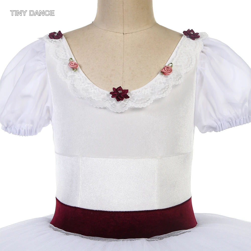 Girls Pre-Professional Short Sleeve Ballet Pancake Tutu Adult Ballerina Dance Costume Stage Wear Solo Performance Dress BLL596