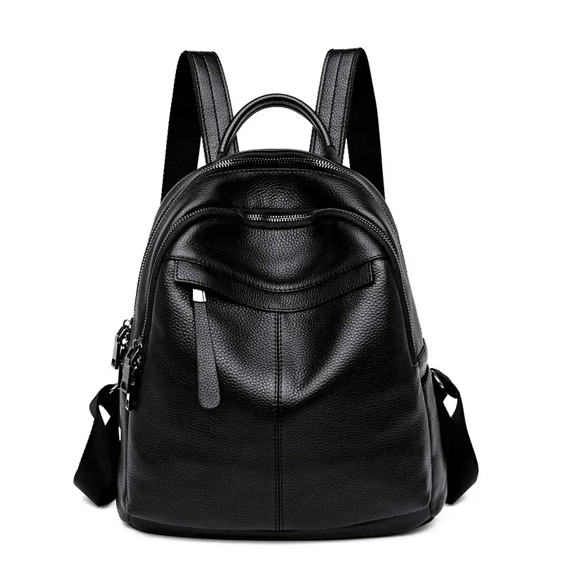 2024 New Fashion Genuine Leather Women Backpacks Luxury Brand Female Real Natural Leather Ladies Girl Student Casual Backpack