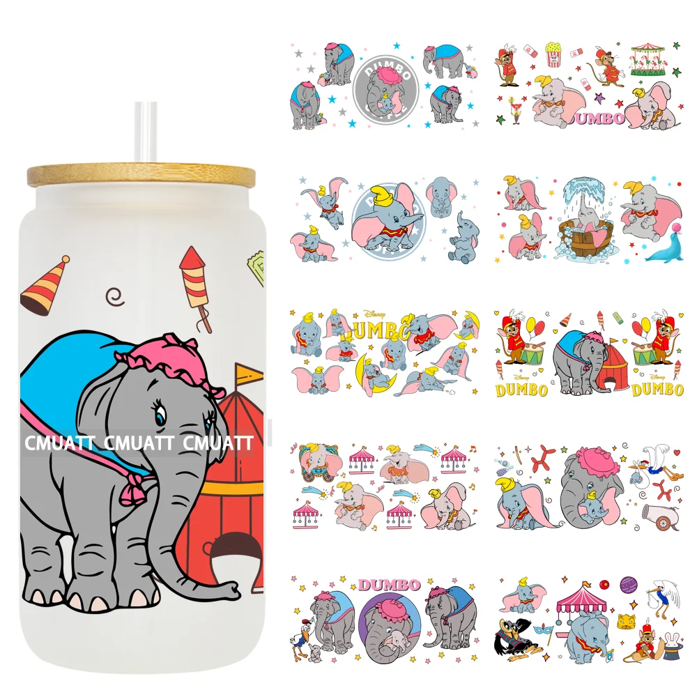 

Elephant Cartoon 16oz UV DTF Cup Wrap Customizable Durable Waterproof Cups Selfadhesive Stickers Home Use