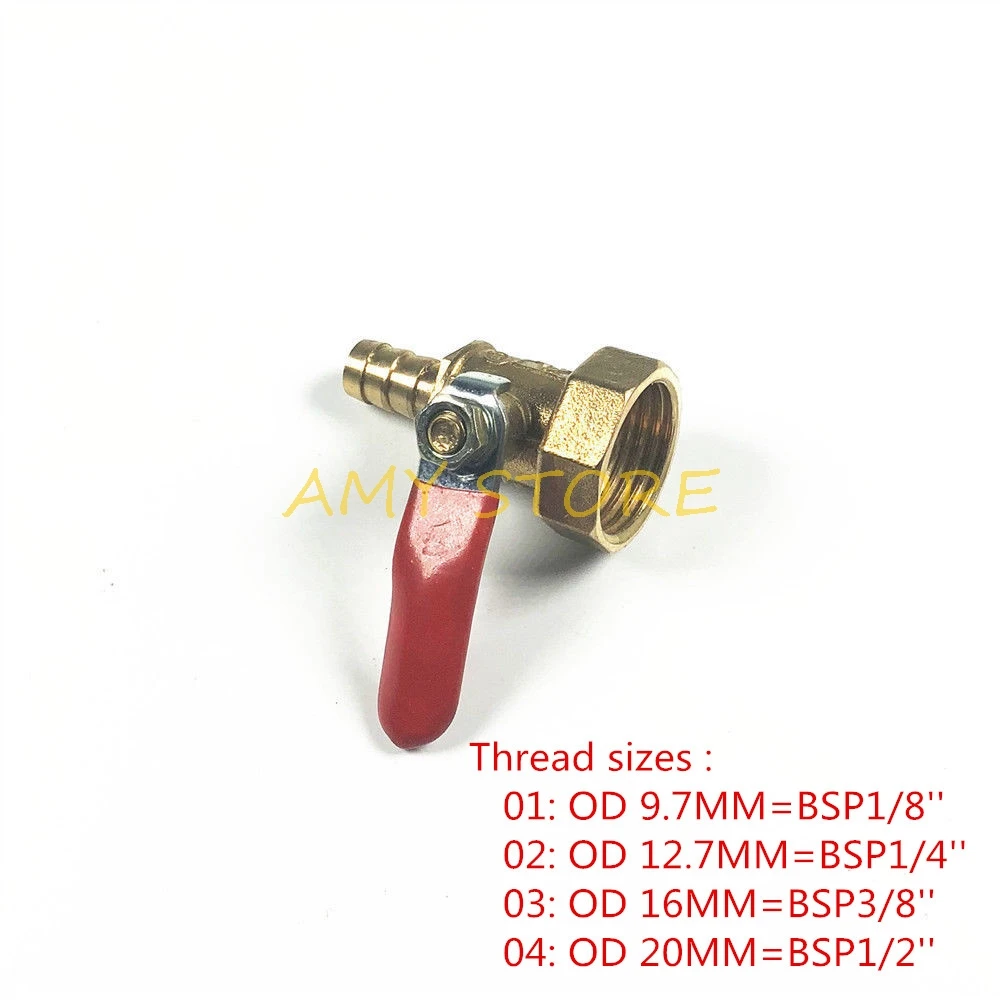 1/8 ''1/2'' 1/4 ''Hose الشائكة الذيل BSP الإناث Thread-6mm 8 مللي متر 10 مللي متر 12 مللي متر النحاس اغلاق البسيطة صمام للنفط الهواء والماء