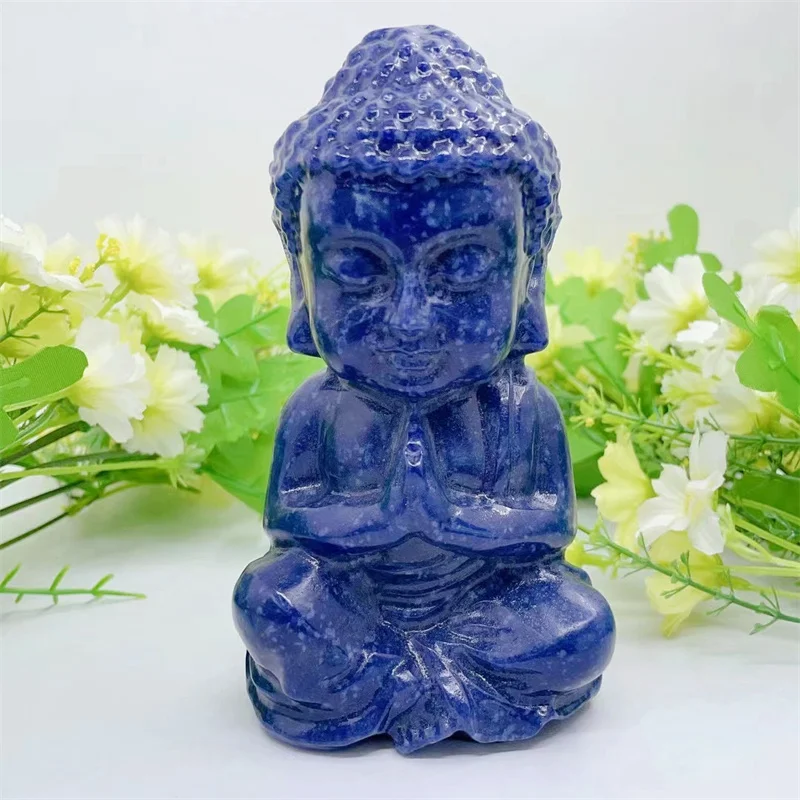 Natural Blue Aventurine Buddha Pendant Handmade Carved Healing Polished Powerful Fengshui Home Decoration Gift 1PCS