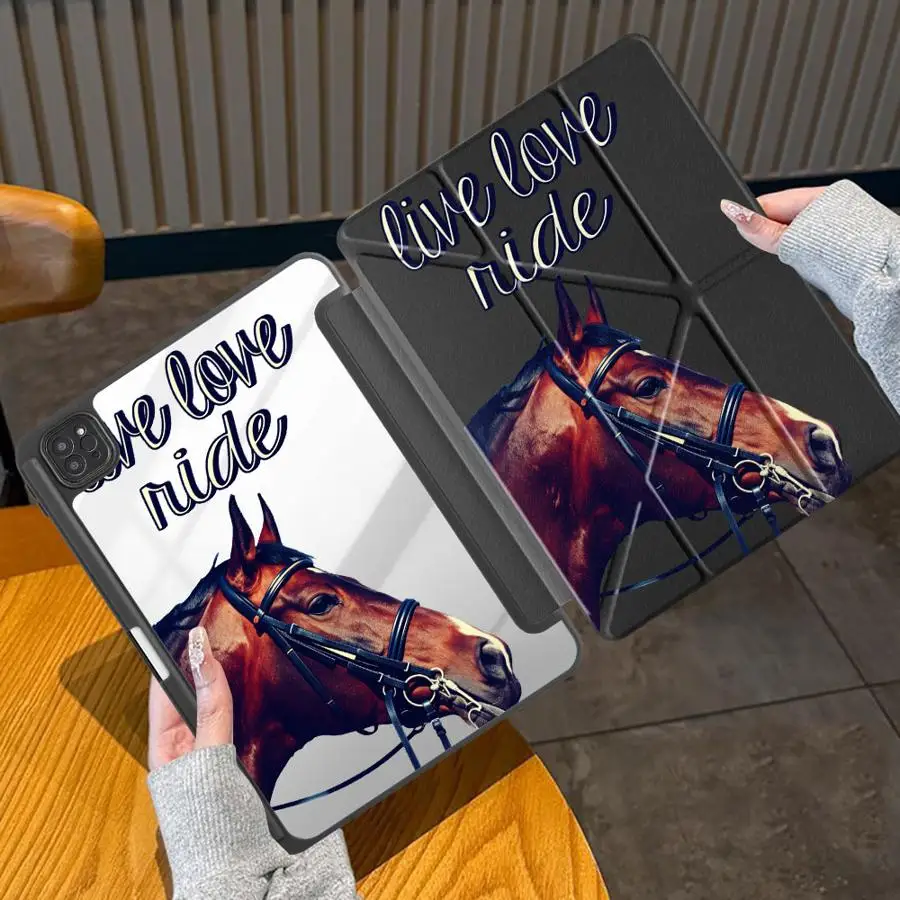 Simple Horse Holder Cover Tablet Case For iPad Pro 11 10 9 8 7 th 12.9inch Mini 6 7 Pro 2025 Air 4 5 M3 M2 M4 11inch