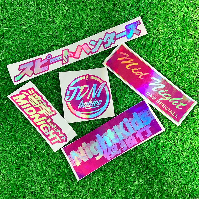Laser Pink JDM Car Stickers Waterproof for Auto Window Rear Windshield Vinyl Decals Motorcycle Fuel Tank Scooter Decoration