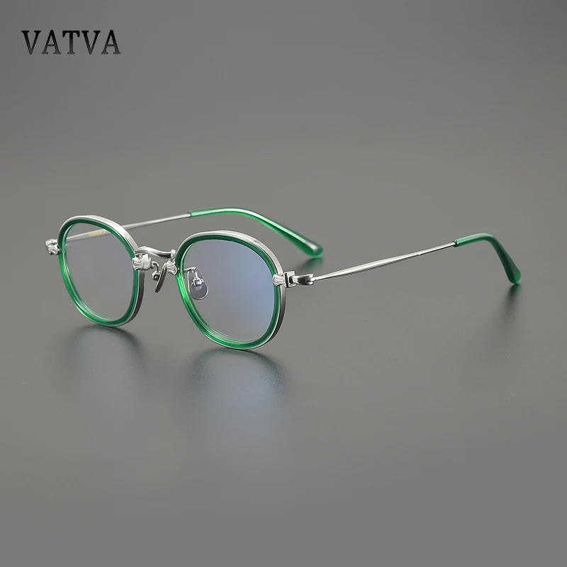 

Designer Brand Oval Pure Titanium Acetate Frames Nearsightedness Reading Retro Men's Eyewear Literature Women's Eyewear