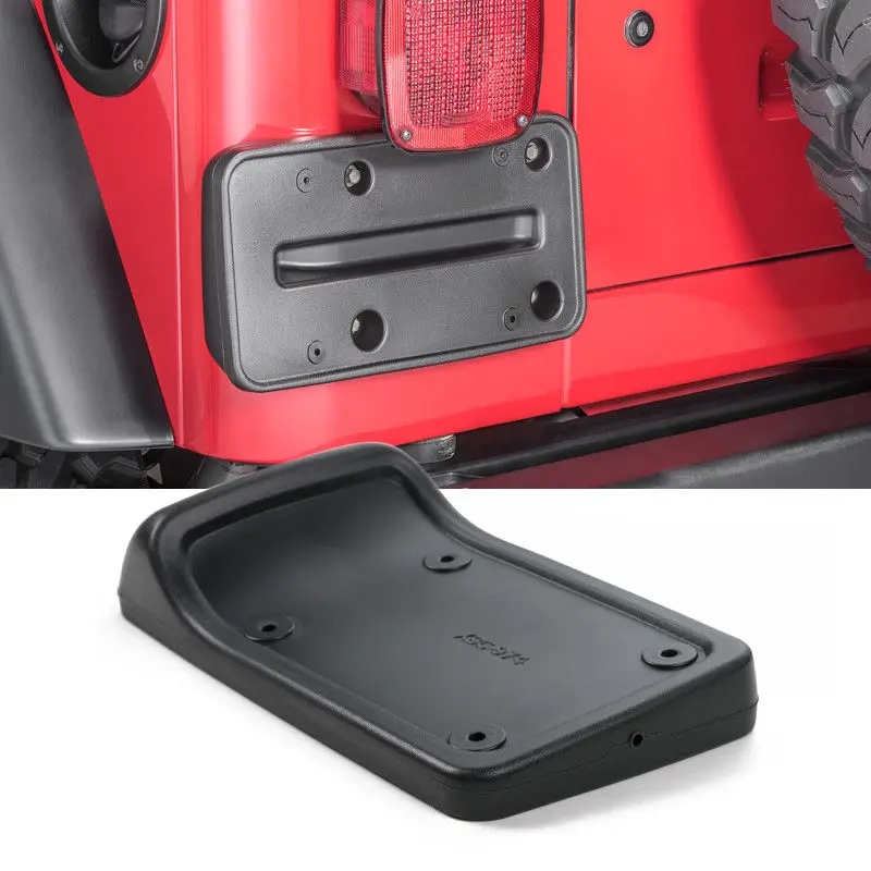 

Car Rear License Plate Holder Bracket License Plate Holder Frame Mount Bracket Black Plastic For Jeep Wrangler TJ 1997-2006