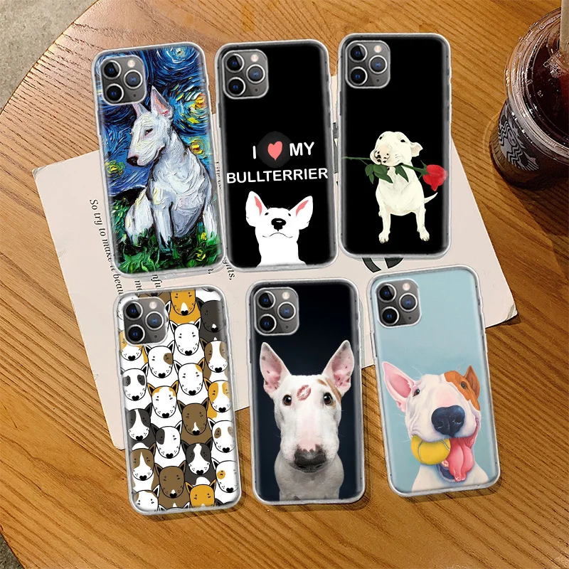 Bull Terrier Dog Puppies Phone Case For Iphone 14 13 15 Pro Max Apple 11 12 Mini X XS XR 16 Plus 6 6S 5 5S Clear Cover