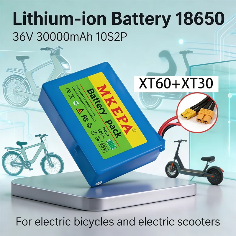 36V 30Ah 10S2P 18650 Lithium Battery Pack 30000mAh Built-in BMS 42V Charge for Cooter Electric Scooter E-bike