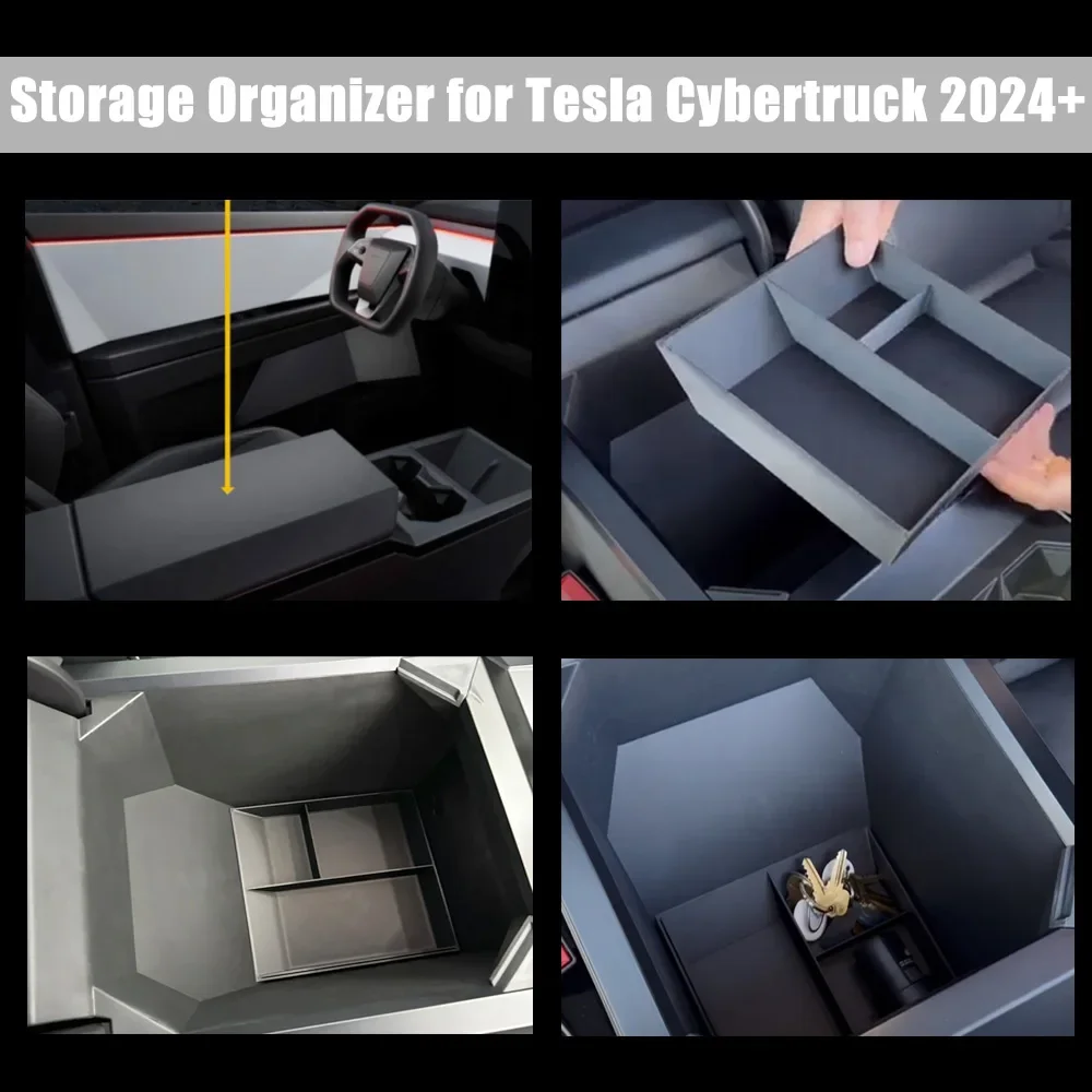 

Free Shipping Lower Armrest Compartment Storage Organizer Tray Box Bottom for Tesla Cybertruck 2024+