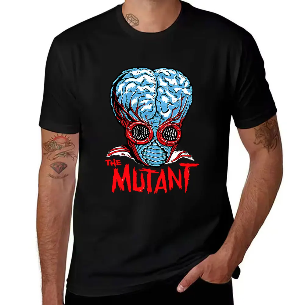Men's Cotton T-Shirt The Mutant Brain Monster Graphic Print Casual Short Sleeve Tee