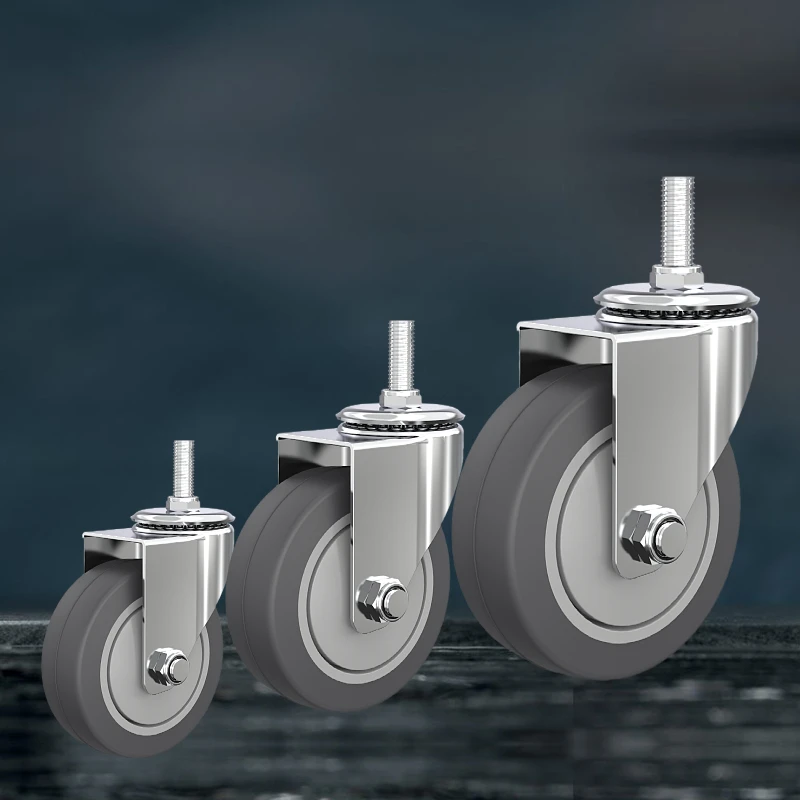 4units 5inch medium304 stainless steel TPR   Casters  mute silent wheel swivel Industrial rubber casters