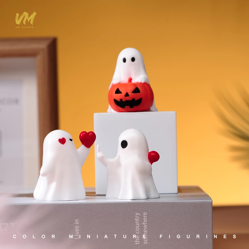 Resin Miniature Playful Halloween Figurines lovely Halloween Ghost Pumpkin Model Creative Home Decoration DIY Craft Toys Gifts