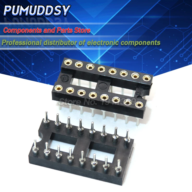 10PCS Round Hole 16 Pins 2.54MM DIP 2.54 DIP16 IC Sockets Adaptor Solder Type 16 PIN IC Connector