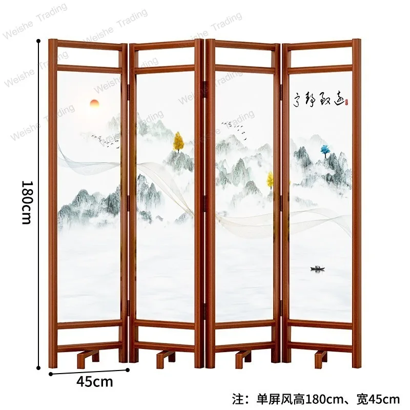 Chinese solid wood screen partition living room shelter folding mobile bedroom home hotel office