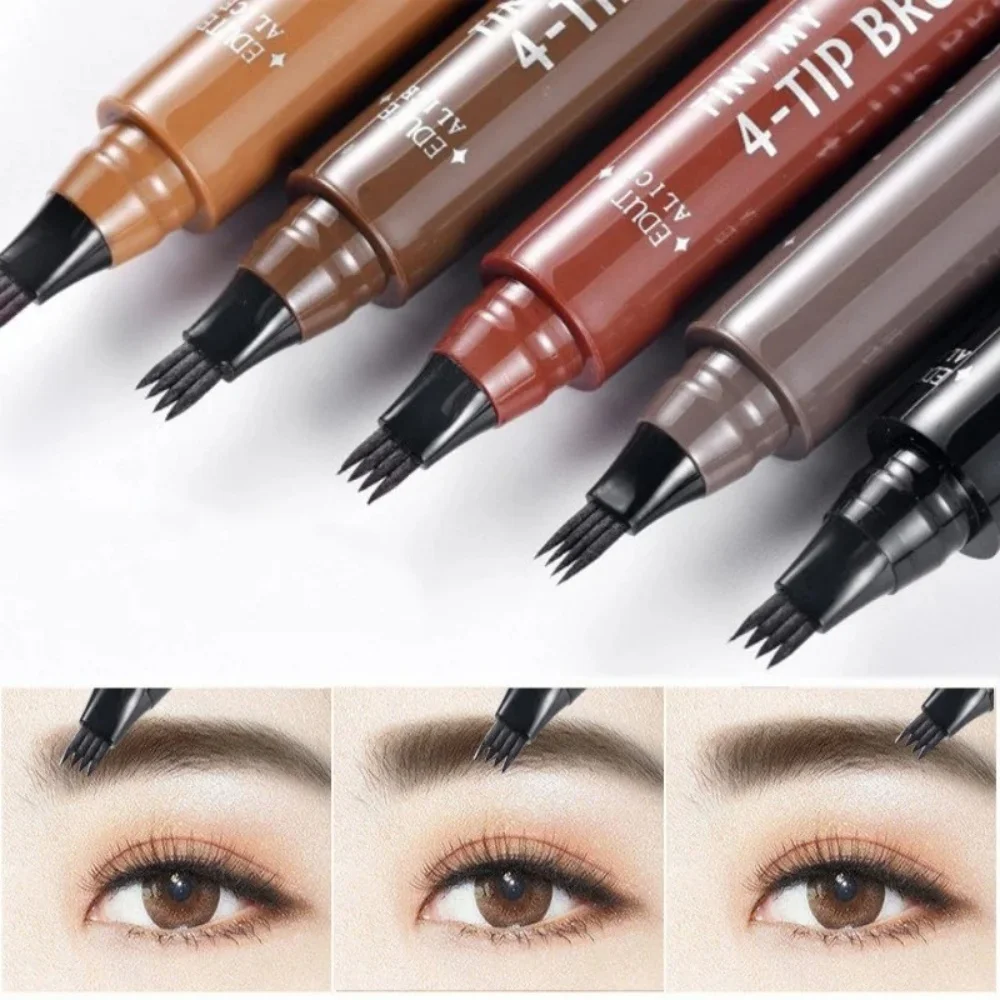 Four-Pronged 4 Tips Microblading Eyebrow Pencil Waterproof Long Lasting Smudge Proof Multi Use Eyebrow Lower Lash Makeup Pen