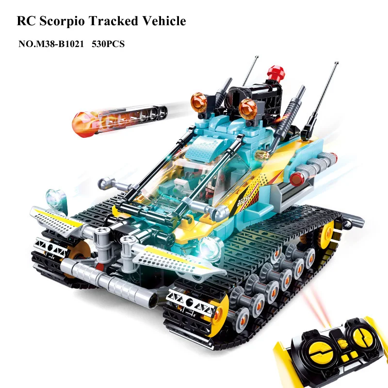 530PCS High-Tech Creative RC Off-road Vehicle 2.4G Remote Control Track Cars Building Blocks MOC  Bricks Racing Car Toys For Boy