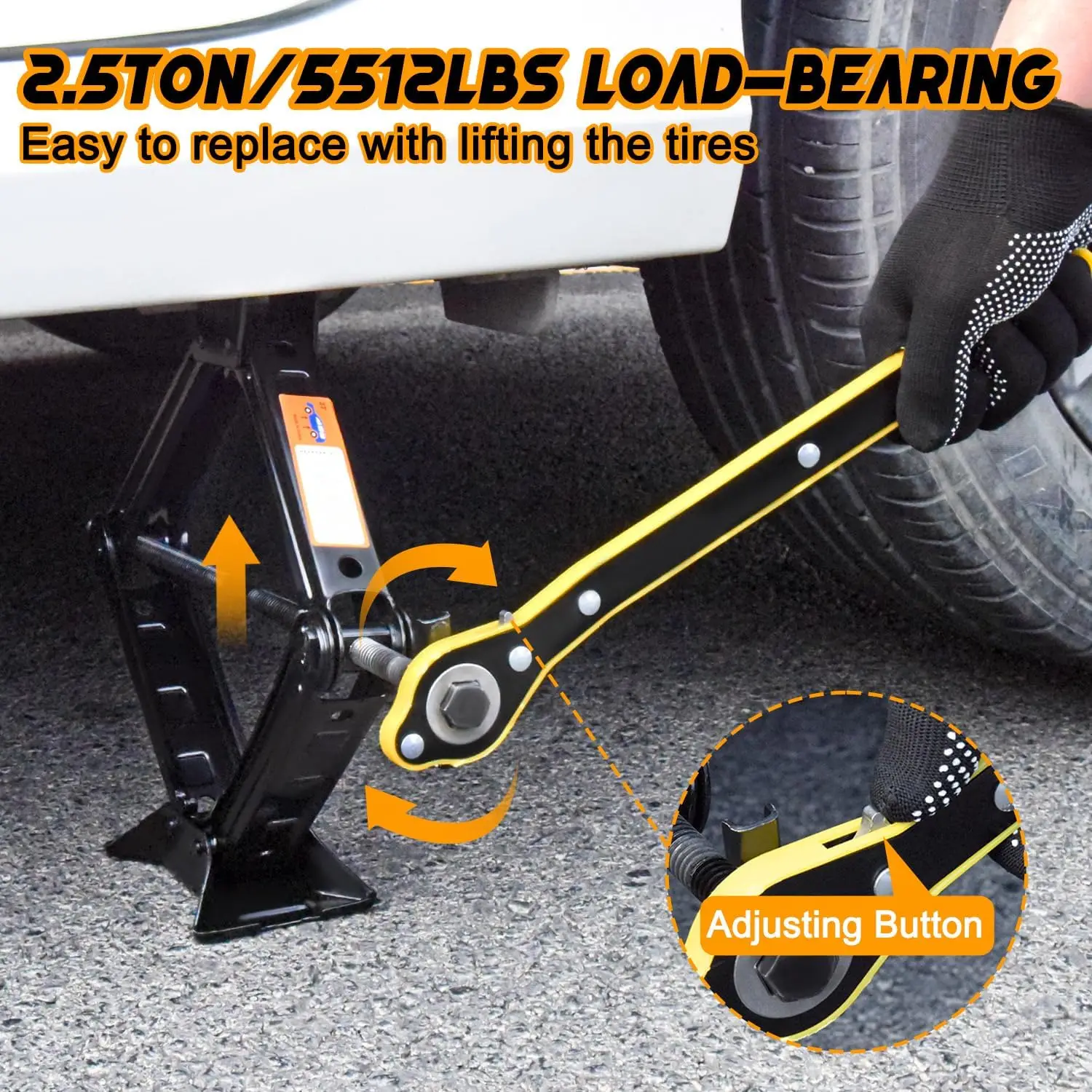 2.5 طن سيارة جاك كيت مقص جاك 5511 رطل الإطارات جاك أداة العالمي سيارة طقم الطوارئ مع العروة وجع الإطارات تغيير لسيارة SUV #4