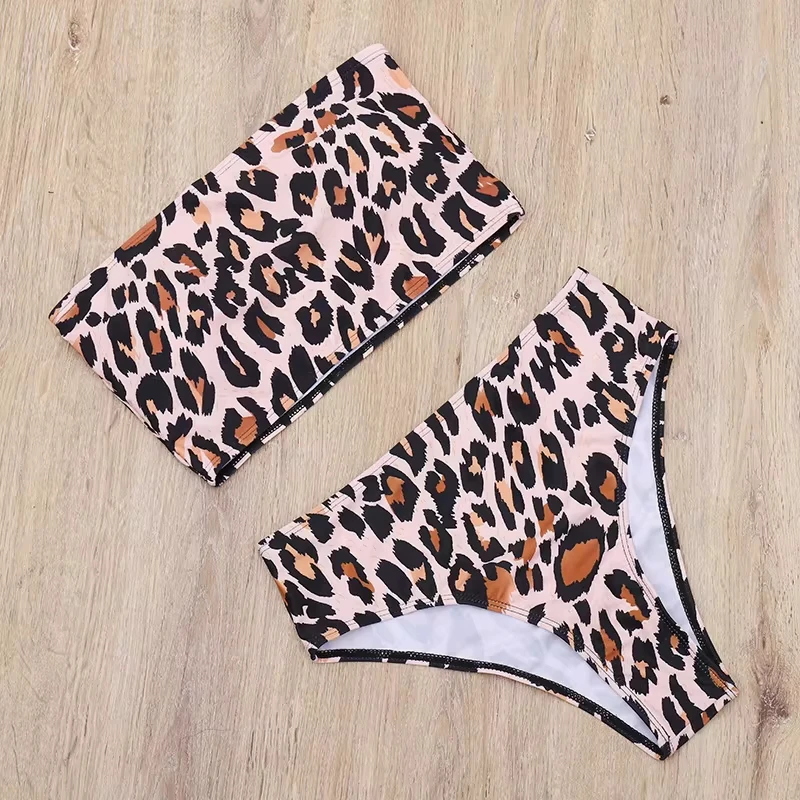 Bikini fashion sexy swimwear, sexy strapless high-waisted two-piece swimsuit
